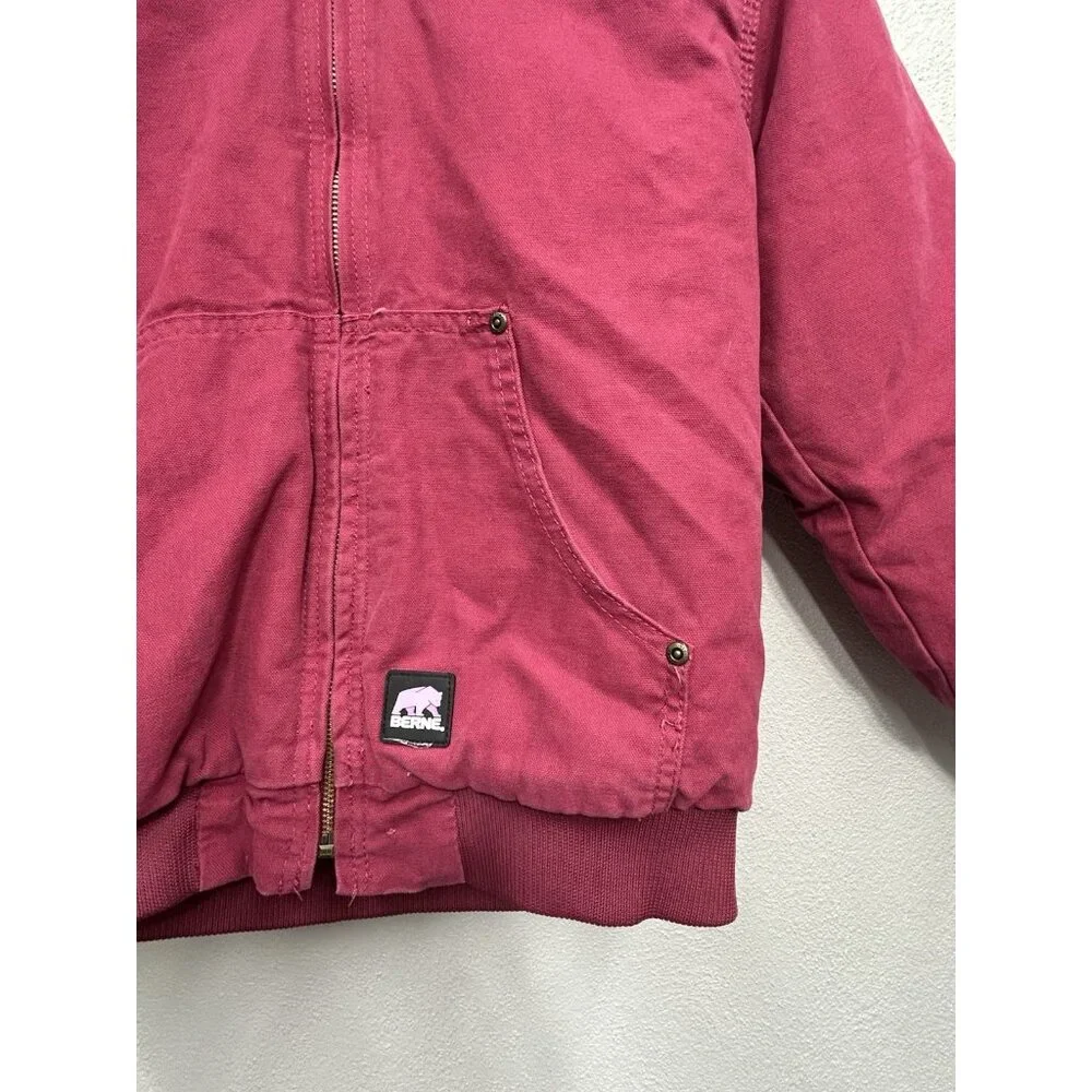 Berne canvas Coat Jacket Youth Girls MEDIUM 10-12 Pink Insulated Duck Chore Hood